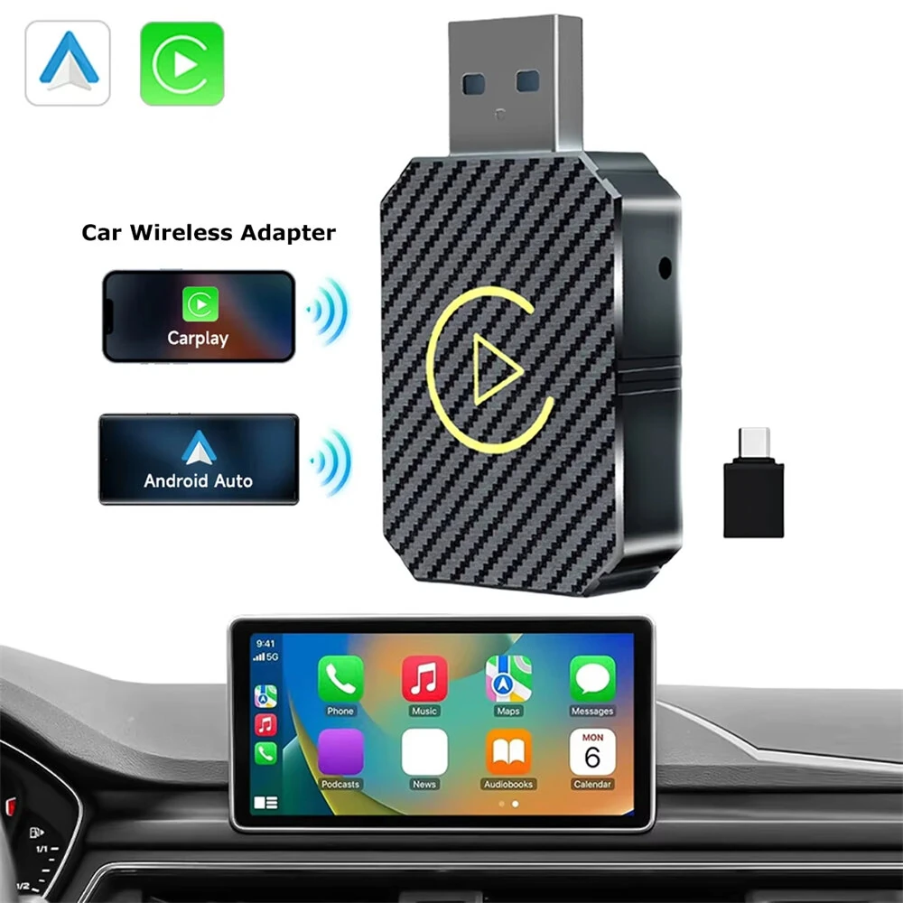 Smart Wireless Carplay Android Auto Adapter AI Box Dongle Plug&Play Wireless to Wired for Cars — view 8