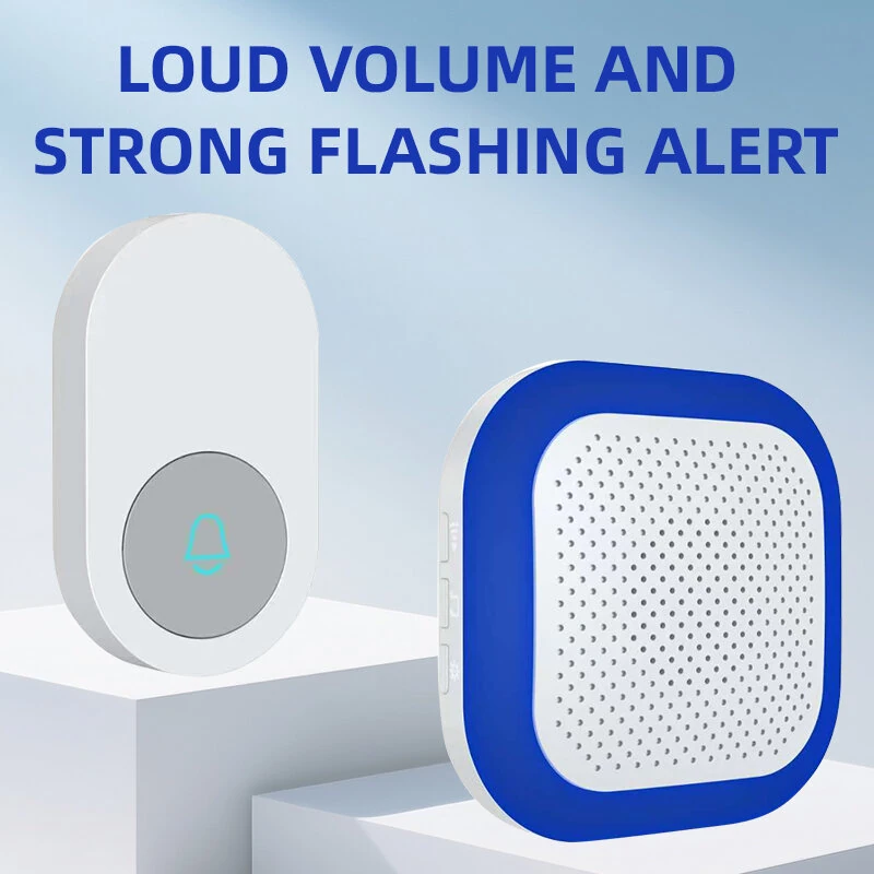 Smart Wireless Doorbell 200-300m Long-Distance 4 Levels Volume Adjustable 38 Ringtones 7 Colors Lighting Ultra-Long battery Waterproof Plug&Play Music Doorbell — view 2
