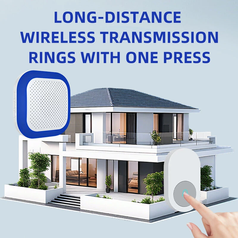 Smart Wireless Doorbell 200-300m Long-Distance 4 Levels Volume Adjustable 38 Ringtones 7 Colors Lighting Ultra-Long battery Waterproof Plug&Play Music Doorbell — view 3