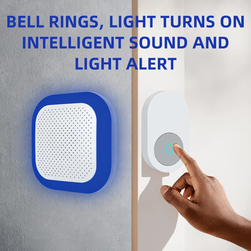Smart Wireless Doorbell 200-300m Long-Distance 4 Levels Volume Adjustable 38 Ringtones 7 Colors Lighting Ultra-Long battery Waterproof Plug&Play Music Doorbell — view 4