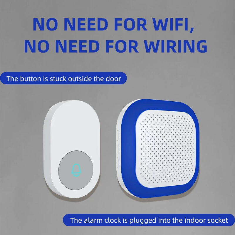 Smart Wireless Doorbell 200-300m Long-Distance 4 Levels Volume Adjustable 38 Ringtones 7 Colors Lighting Ultra-Long battery Waterproof Plug&Play Music Doorbell — view 5