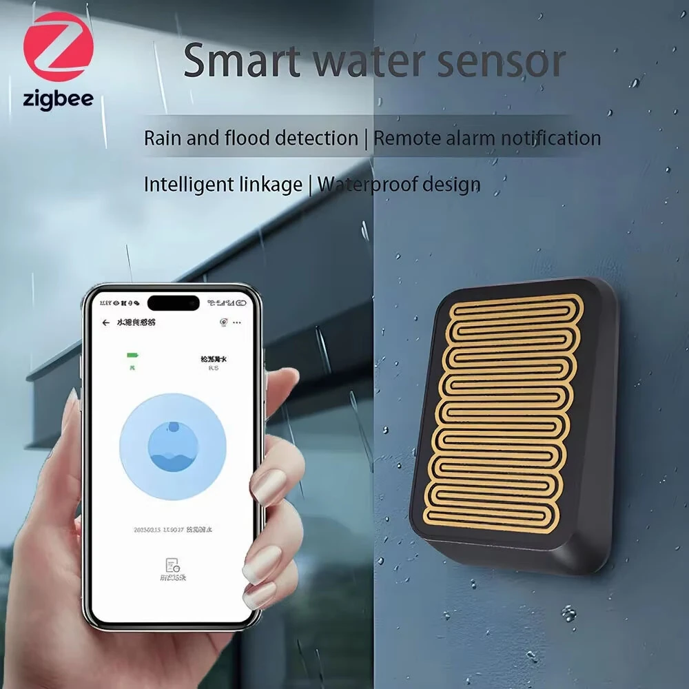 Smart Zigbe Rain Sensor Water Leak Sensor APP Remote Wireless Alarm Outdoor Rain Detection Weather for EWelink APP — view 2