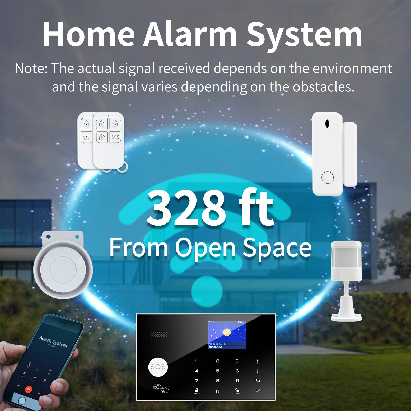 SmartHome GSM WiFi Wireless Alarm System Anti-tamper Real-time Alerts Tuya APP Remote Control 328 ft Range Smart House Wireless Security Alarm — view 4