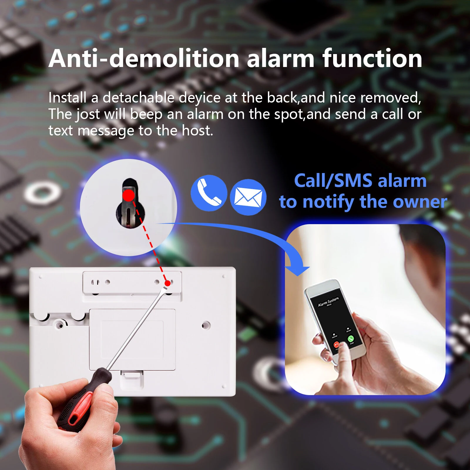 SmartHome GSM WiFi Wireless Alarm System Anti-tamper Real-time Alerts Tuya APP Remote Control 328 ft Range Smart House Wireless Security Alarm — view 5