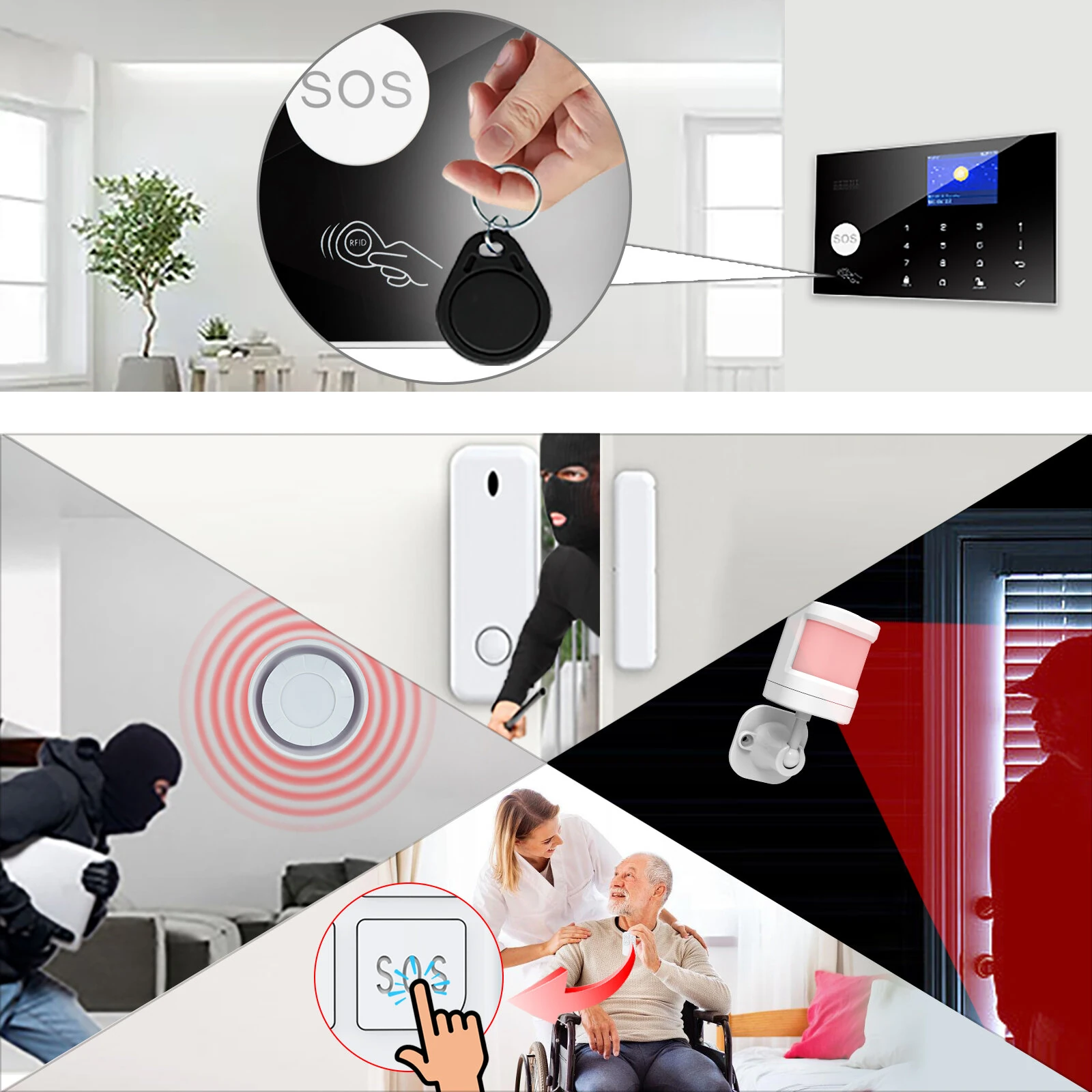 SmartHome GSM WiFi Wireless Alarm System Anti-tamper Real-time Alerts Tuya APP Remote Control 328 ft Range Smart House Wireless Security Alarm — view 7