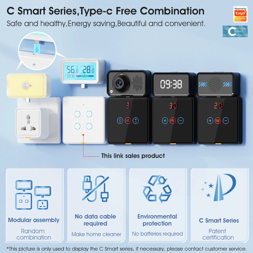 SMATRUL Tuya Wireless WiFi RF433 Smart Home Wall-mounted Light Switch Touch Panel Control Switches Timing Function Remote APP Control Voice Control with Alexa Google Assistant Yandex Tmall Genie — view 3