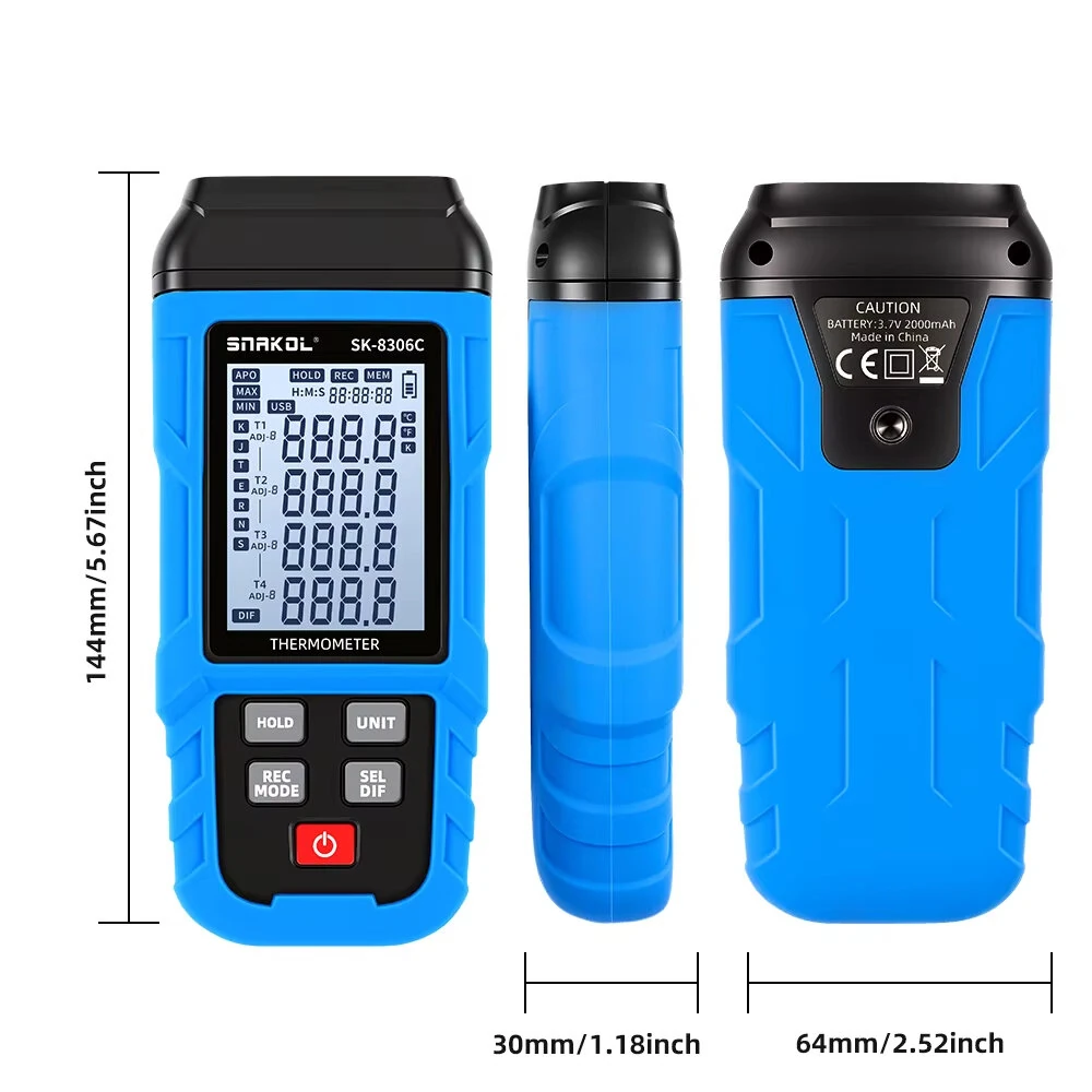 SNAKOL SK-8306A SK-8306B SK-8306C Digital Thermocouple Thermometer 1/2/4 Channel High Precision Temperature Data Logger With 5999 Records USB Interface Supports K/J/T/E/R/S/N Types — view 7