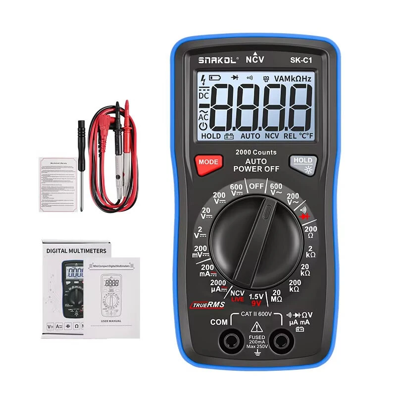 SNAKOL SK-C1 SK-C2 Digital Multimeter 600V 2000 Counts/4000 Counts AC/DC Voltmeter Ammeter Ohmmeter Electrical Tester Meter With NCV Backlight Continuity Live Wire Test — image 1