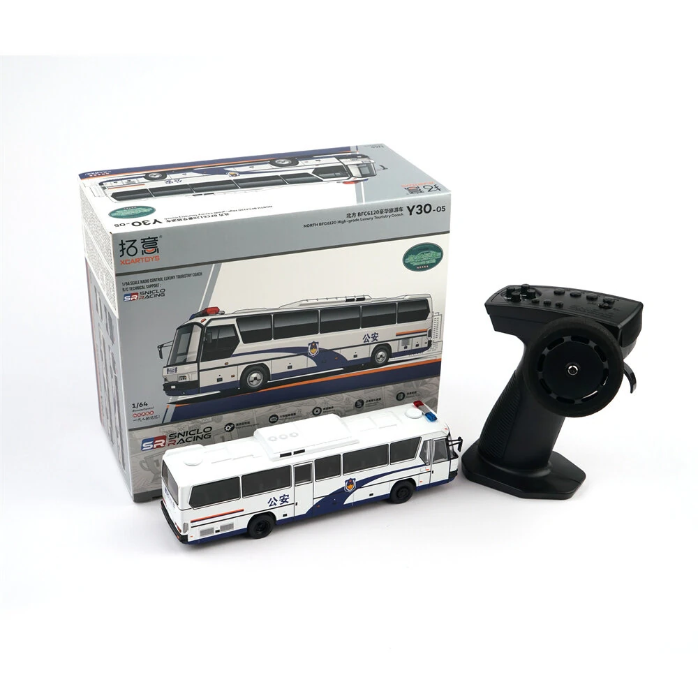 SNICLO XCARTOYS Y30-05 RTR 1/64 2.4G RWD RC Car Alloy Police Bus LED Light Full Proportional Control North BFC6120 High-Grade Luxury Touristry Remote Control Vehicles Models Toys — view 2