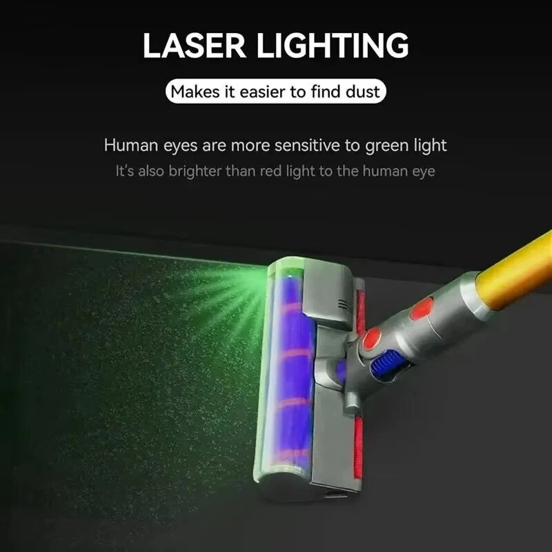 Soft Roller Brush Head forDyson V7 V8 V10 V11 Vacuum Cleaners with Green Lasering Lights High-Density Velvet Attachment — view 3