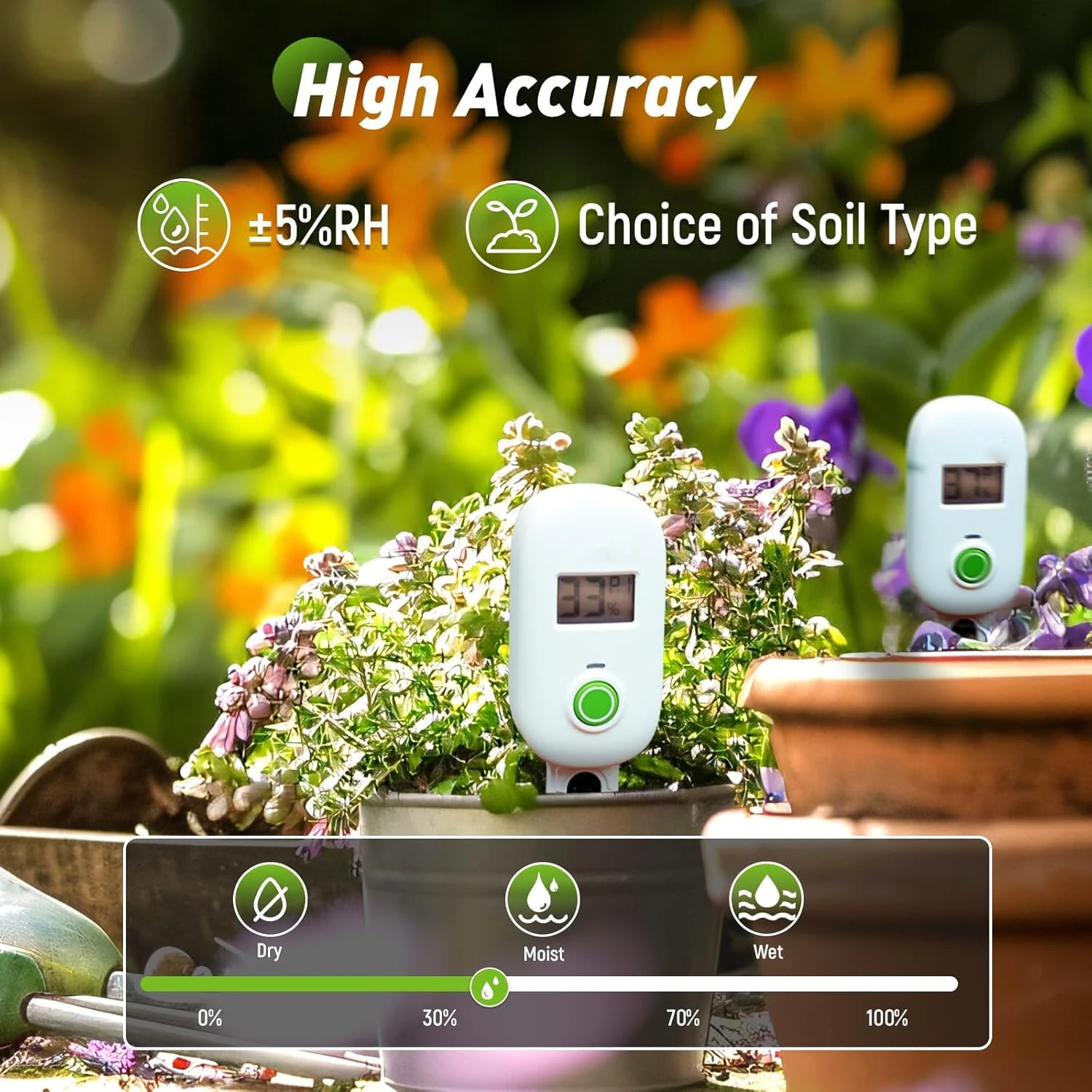 Soil Moisture Meter Wifi Smart Monitor Moisture Level Alert Notification Garden Care Planting Humidity Meter — view 3