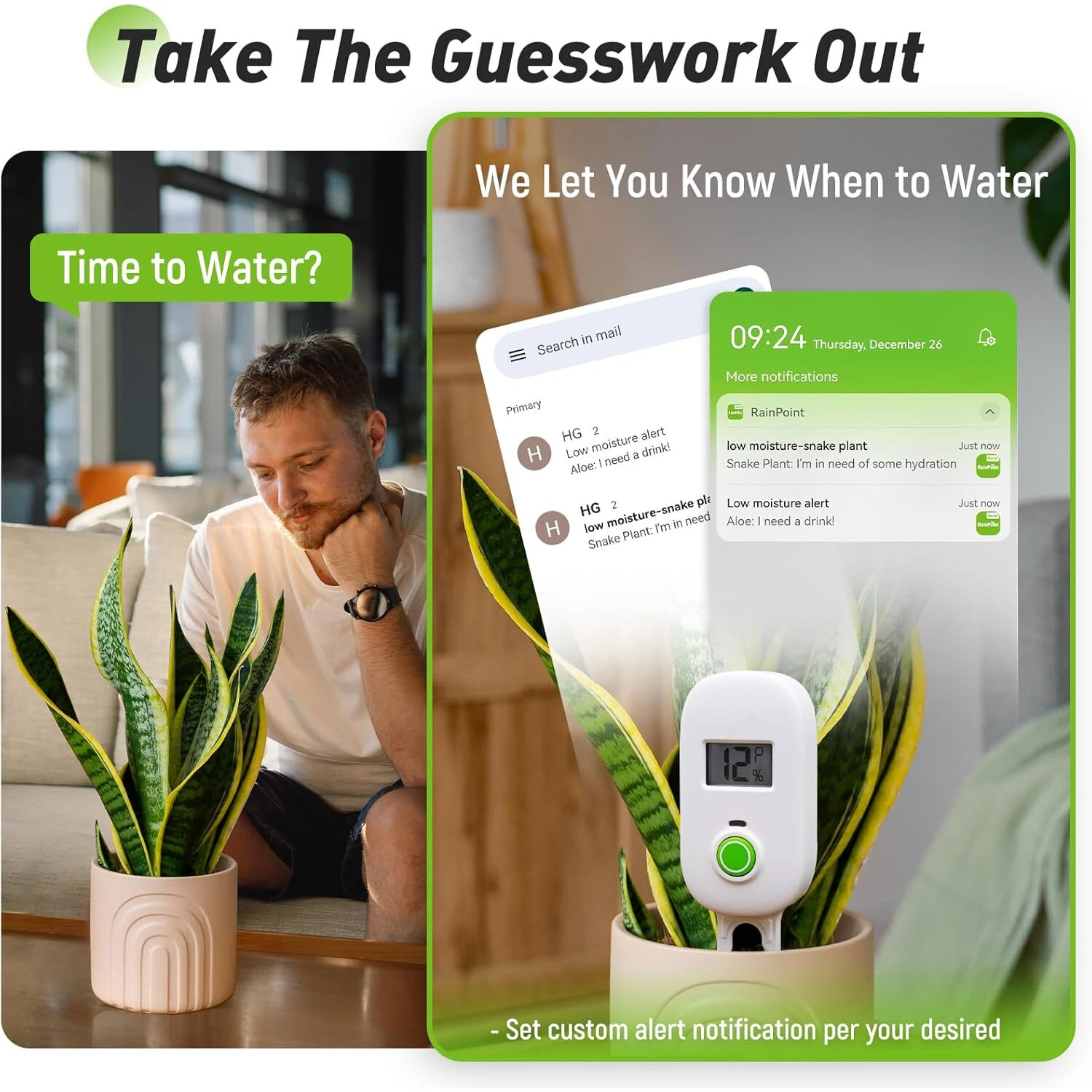 Soil Moisture Meter Wifi Smart Monitor Moisture Level Alert Notification Garden Care Planting Humidity Meter — view 5