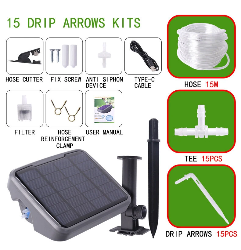 Solar Automatic Flower Watering Device Intelligent Flower Sprinkler Timing Watering Device Potted Plant Drip Irrigation System Drip Self-watering Equipment — view 6
