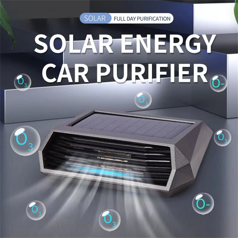 Solar Car Air Purifier Usb Oxygen Cleaner Negative Ion Hepa Filter Pm2.5 Smoke Remover Interior Air Fresh Car Accessories — view 3