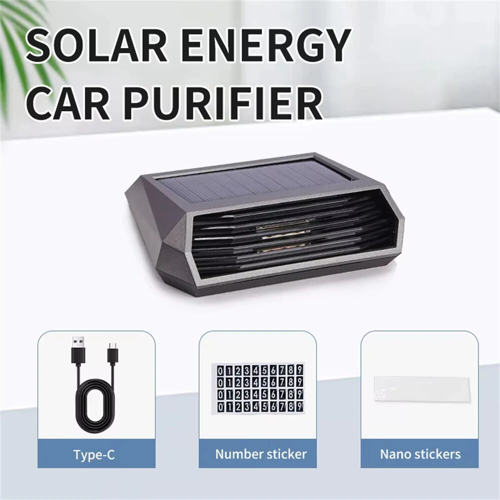 Solar Car Air Purifier Usb Oxygen Cleaner Negative Ion Hepa Filter Pm2.5 Smoke Remover Interior Air Fresh Car Accessories — view 8