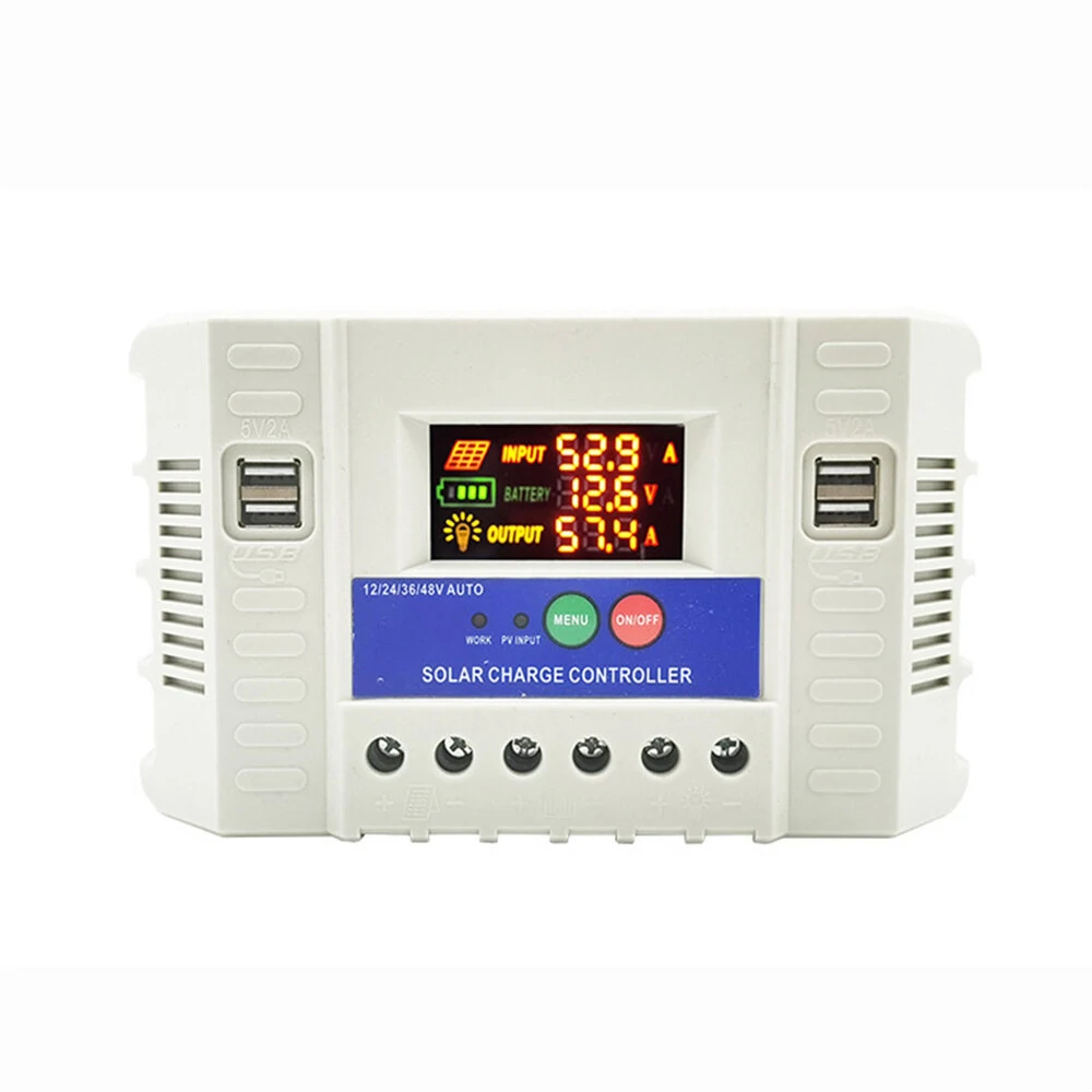Solar Charge Controller with Versatile 10A/20A/30A Options Multi-color LED Display Built-in Protections Adjustable Voltages for 12V/24V Batteries and Four 5V2A USB Ports for Off-Grid Solar Systems — image 1
