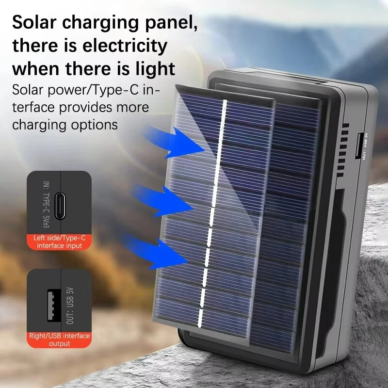 Solar Charger Type-C Multi Functional Portable Lithium Battery Holder Compatible with 18650/26650/21700 Rechargeable Battery Power Bank Case — view 3