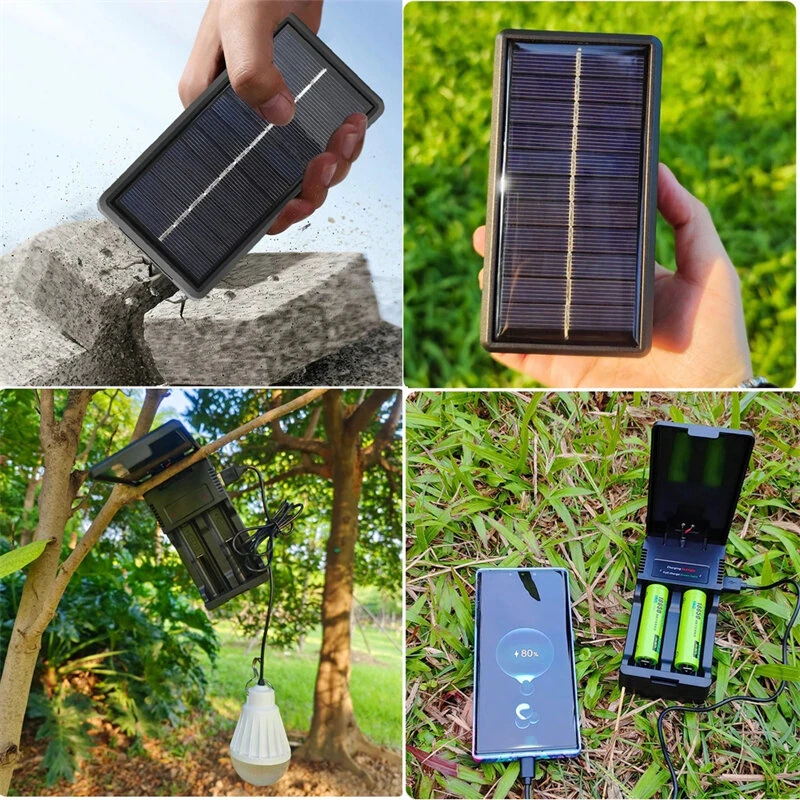Solar Charger Type-C Multi Functional Portable Lithium Battery Holder Compatible with 18650/26650/21700 Rechargeable Battery Power Bank Case — view 4