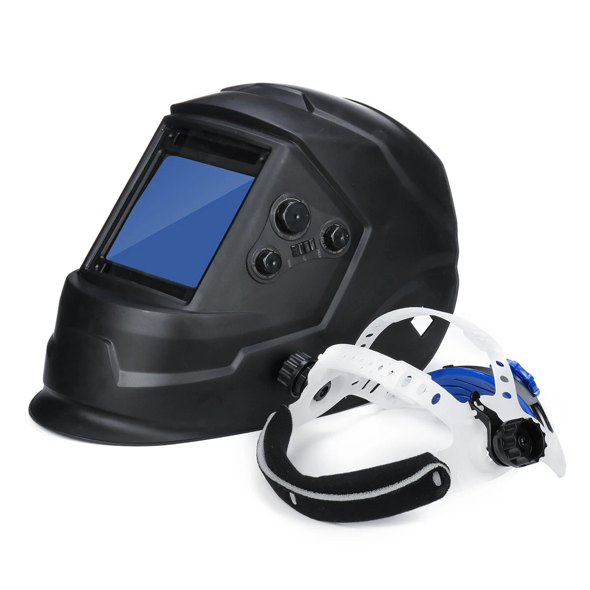 Solar Energy Automatic Dimming Welding Mask Auto Darkening Welding Helmet Big View Area 4 Sensors External Adjustment Arc Tig Mig DIN5-DIN13 — image 1
