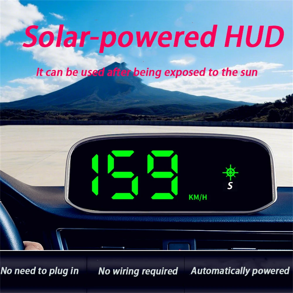 Solar Head Up Display GPS+ Digital Car Speedometer Beidou Dual System Intelligent Light Sensing HUD Car Universal Accessories — view 2