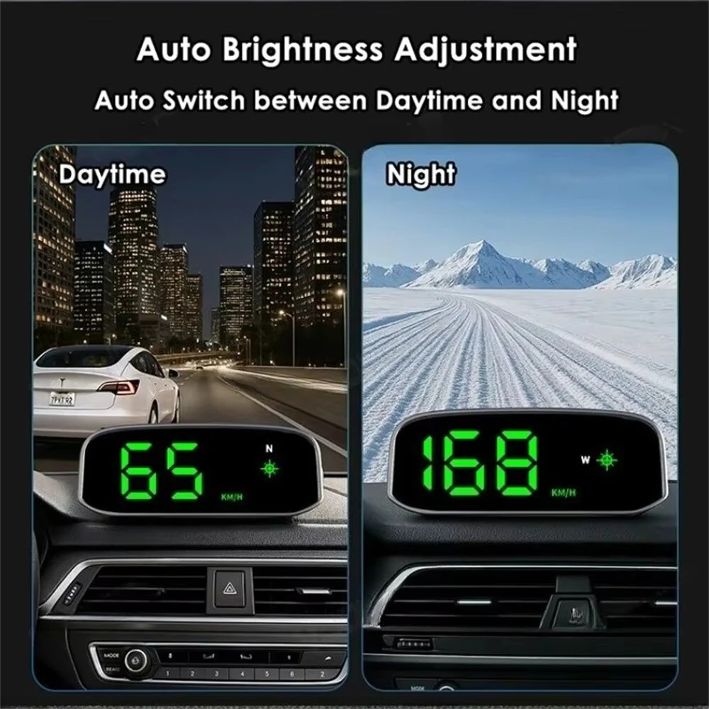 Solar Head Up Display GPS+ Digital Car Speedometer Beidou Dual System Intelligent Light Sensing HUD Car Universal Accessories — view 3
