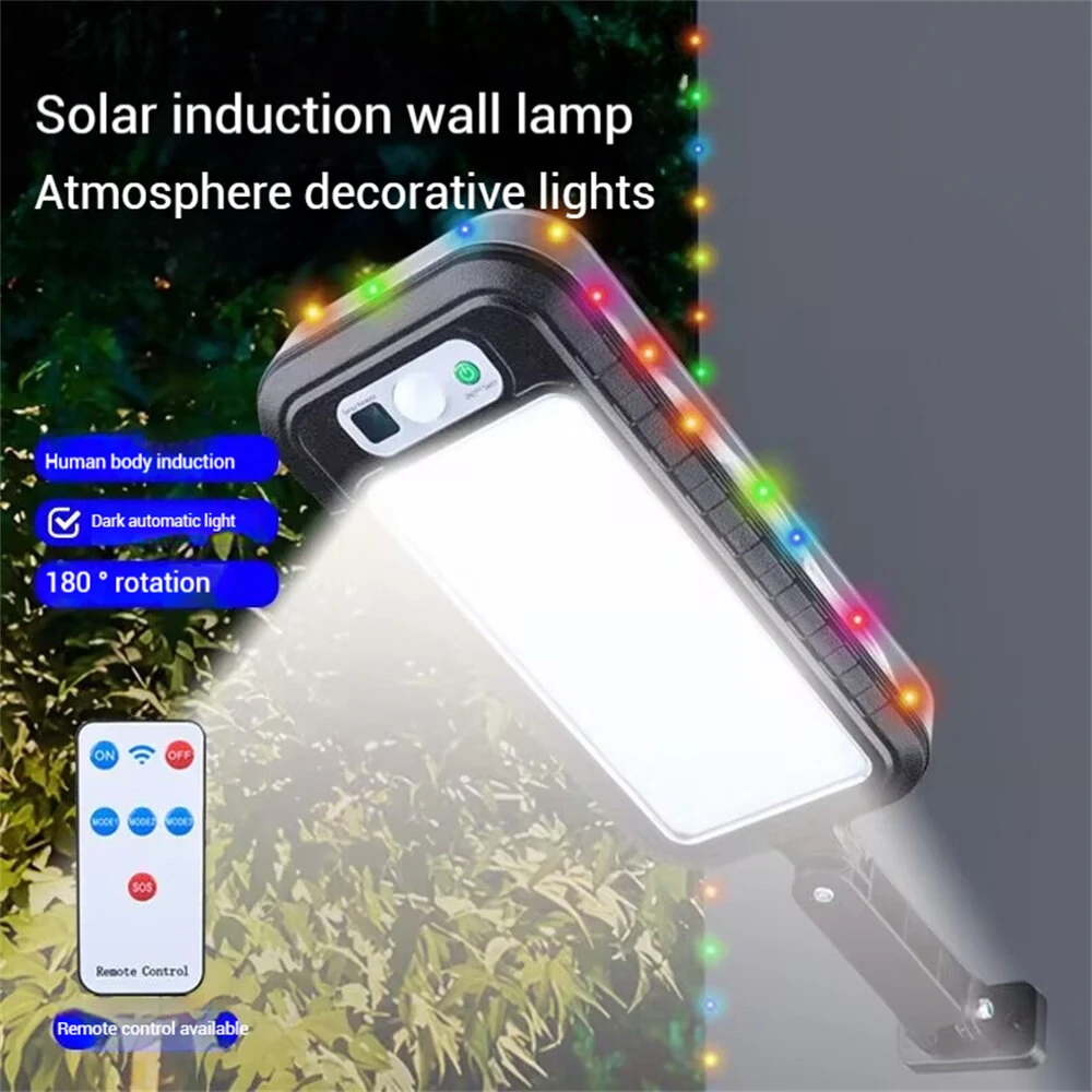 Solar Induction Wall Light LED Strip with Remote Control Waterproof Outdoor Light RGB String Landscape Lamp — view 2