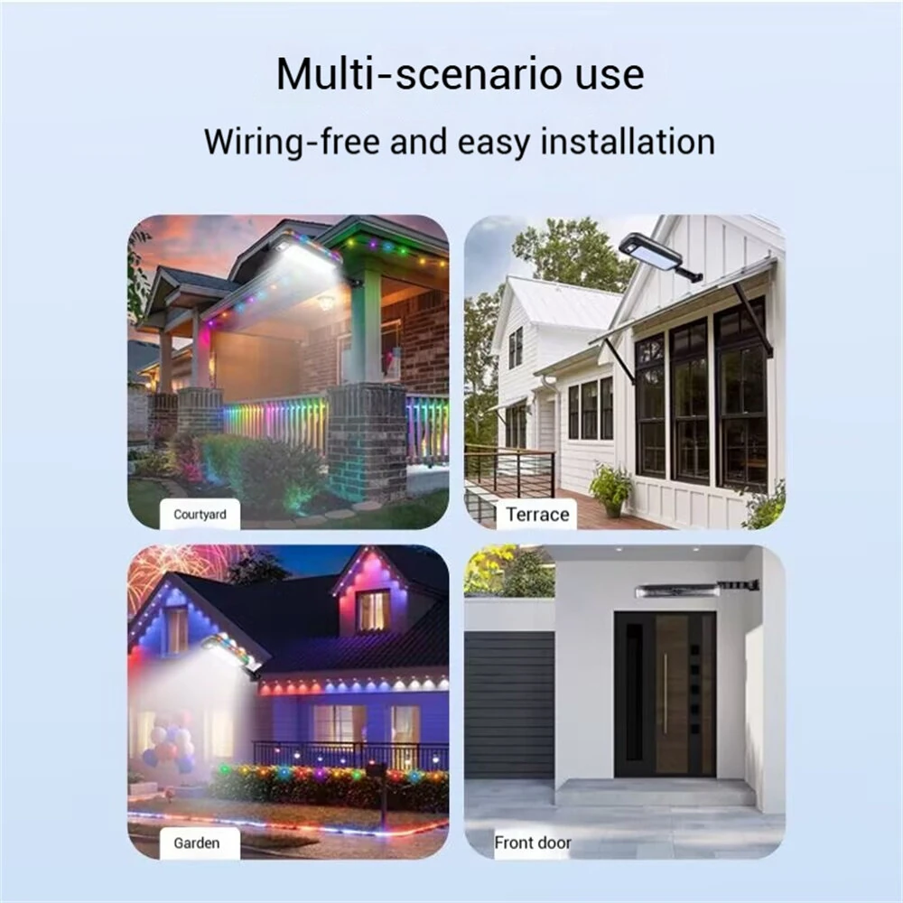 Solar Induction Wall Light LED Strip with Remote Control Waterproof Outdoor Light RGB String Landscape Lamp — view 3