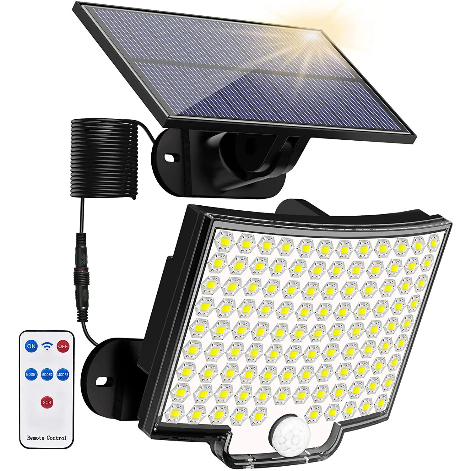 Solar Light Outdoor 106 LED Super Bright Motion Sensor Solar Strong Power LED Garden Wall Lamp IP65 Waterproof 4 Working Modes — Pricio