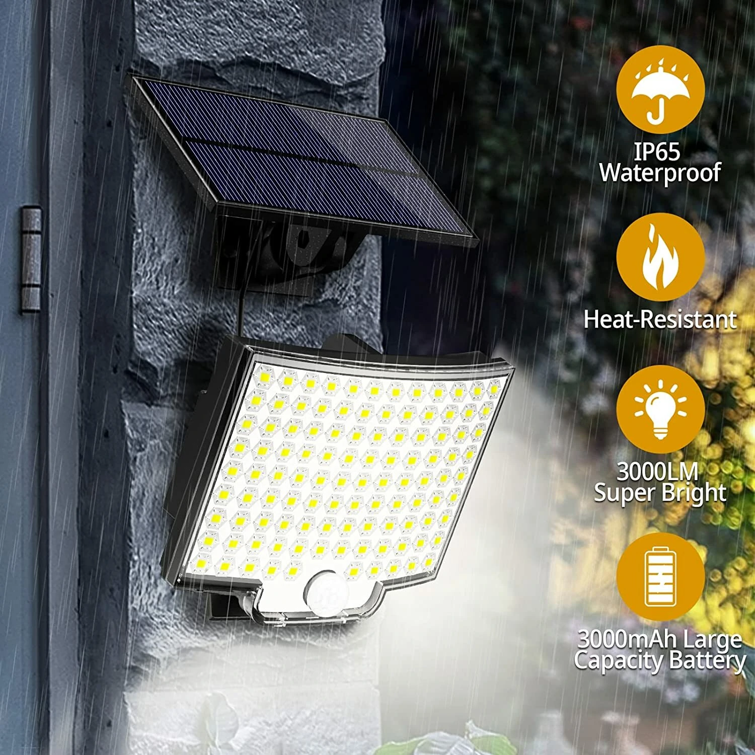 Solar Light Outdoor 106 LED Super Bright Motion Sensor Solar Strong Power LED Garden Wall Lamp IP65 Waterproof 4 Working Modes — view 3