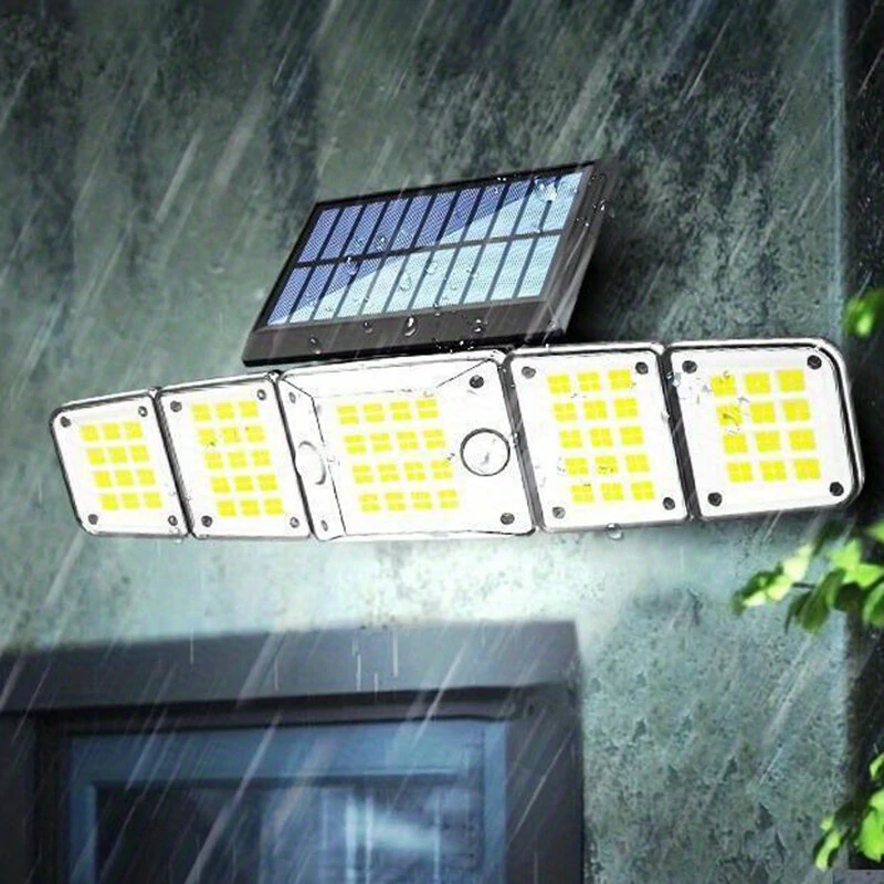 Solar Outdoor Lights Motion Sensor LED Flood Light 280LED 3500 Lumen 3 Modes Waterproof Solar Security Lights With Remote Control Exterior 5  Heads Wall Light — view 4
