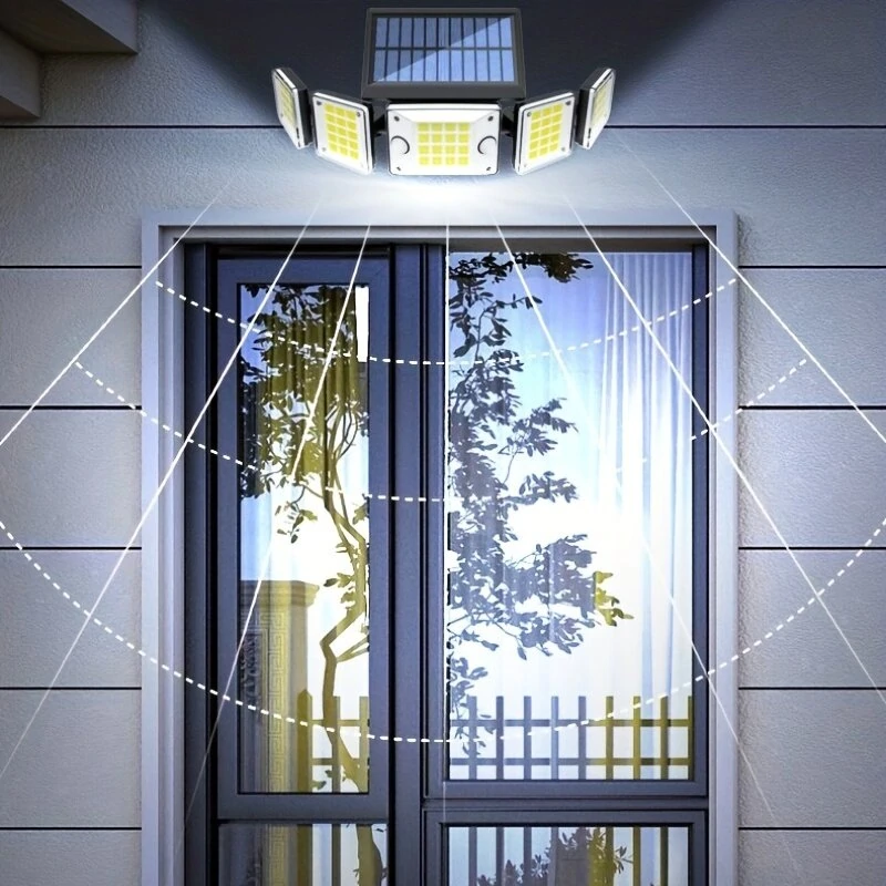 Solar Outdoor Lights Motion Sensor LED Flood Light 280LED 3500 Lumen 3 Modes Waterproof Solar Security Lights With Remote Control Exterior 5  Heads Wall Light — view 6