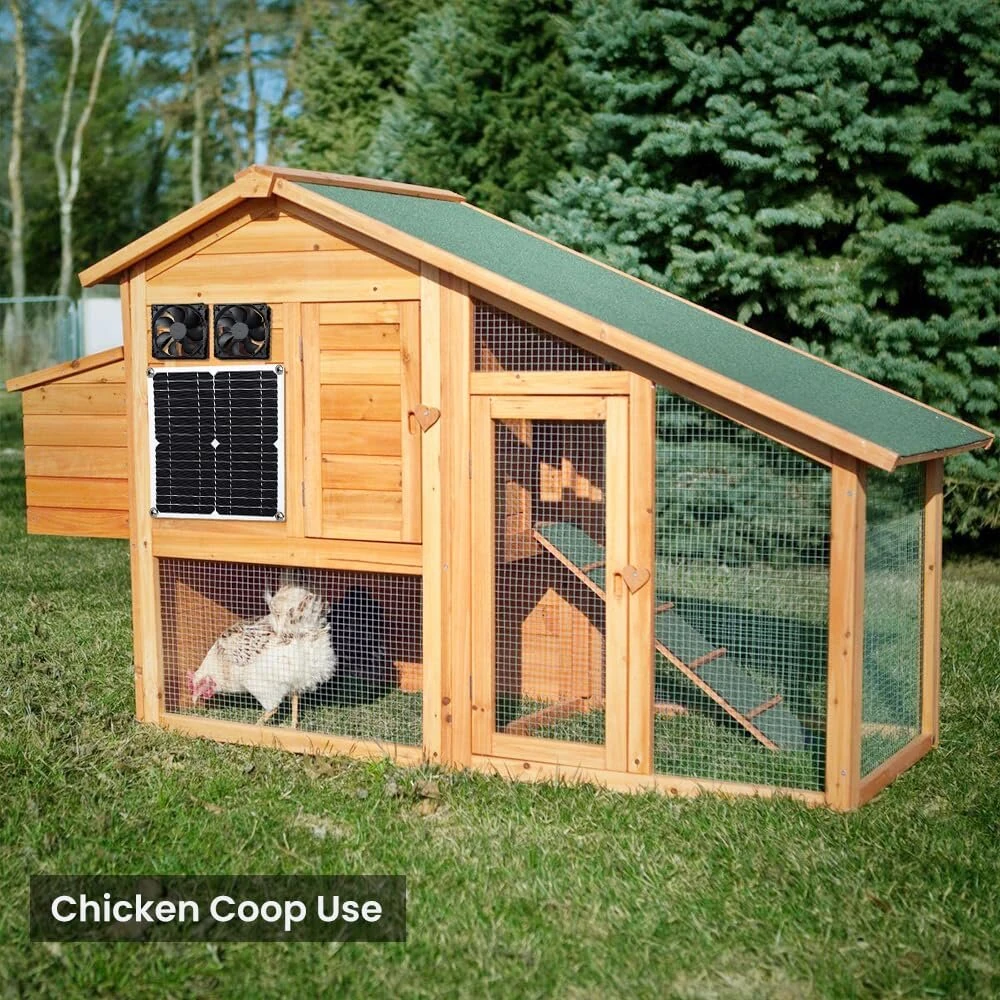 Solar Panel Fan Kit 12W Weatherproof IP65 16V DC Fan Ventilation for Chicken Coops Greenhouses Sheds Pet Houses — view 4