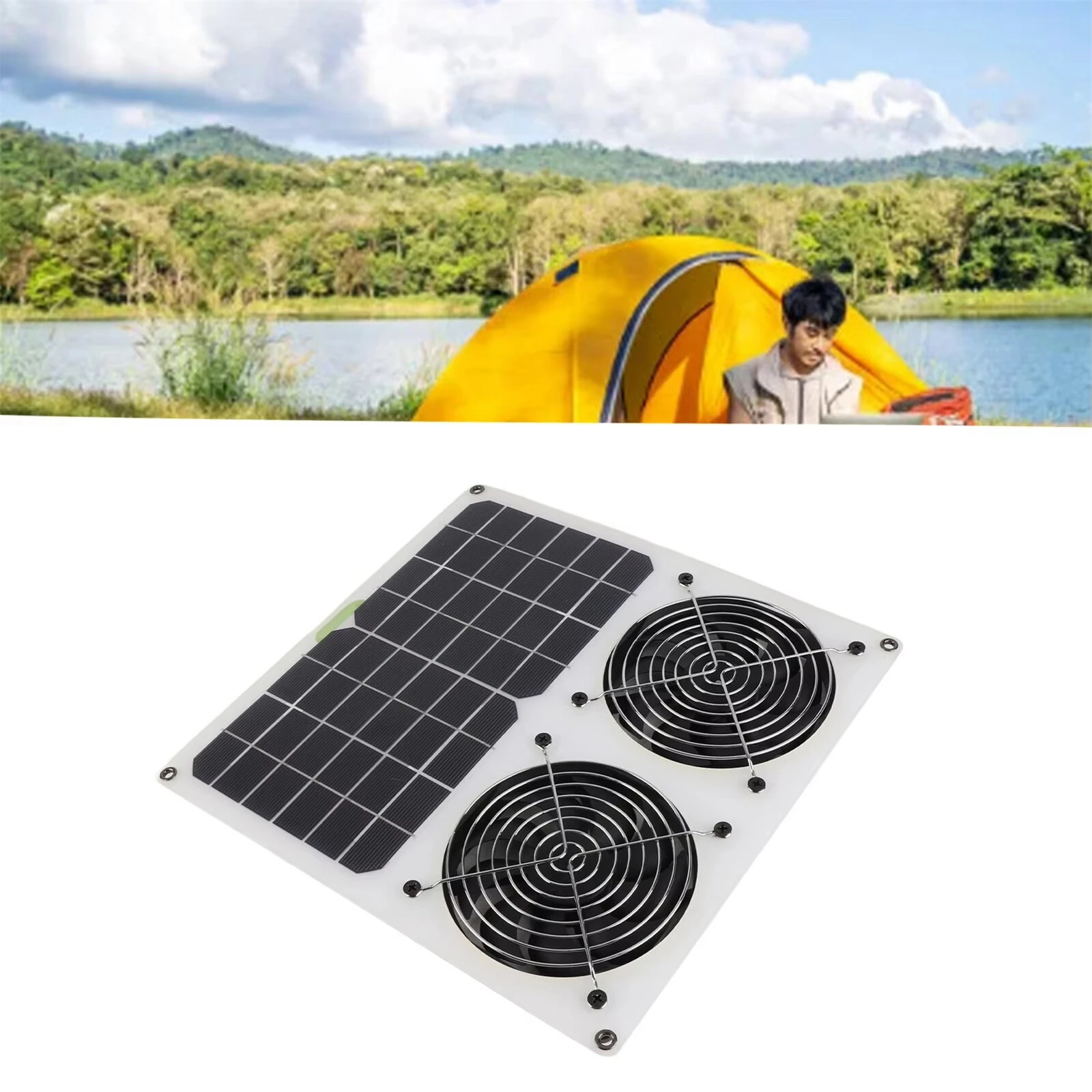 Solar Panel Powered Fan 12inch Waterproof Dual Fan 100W Solar Exhaust Fan for Chicken House Greenhouse — view 5