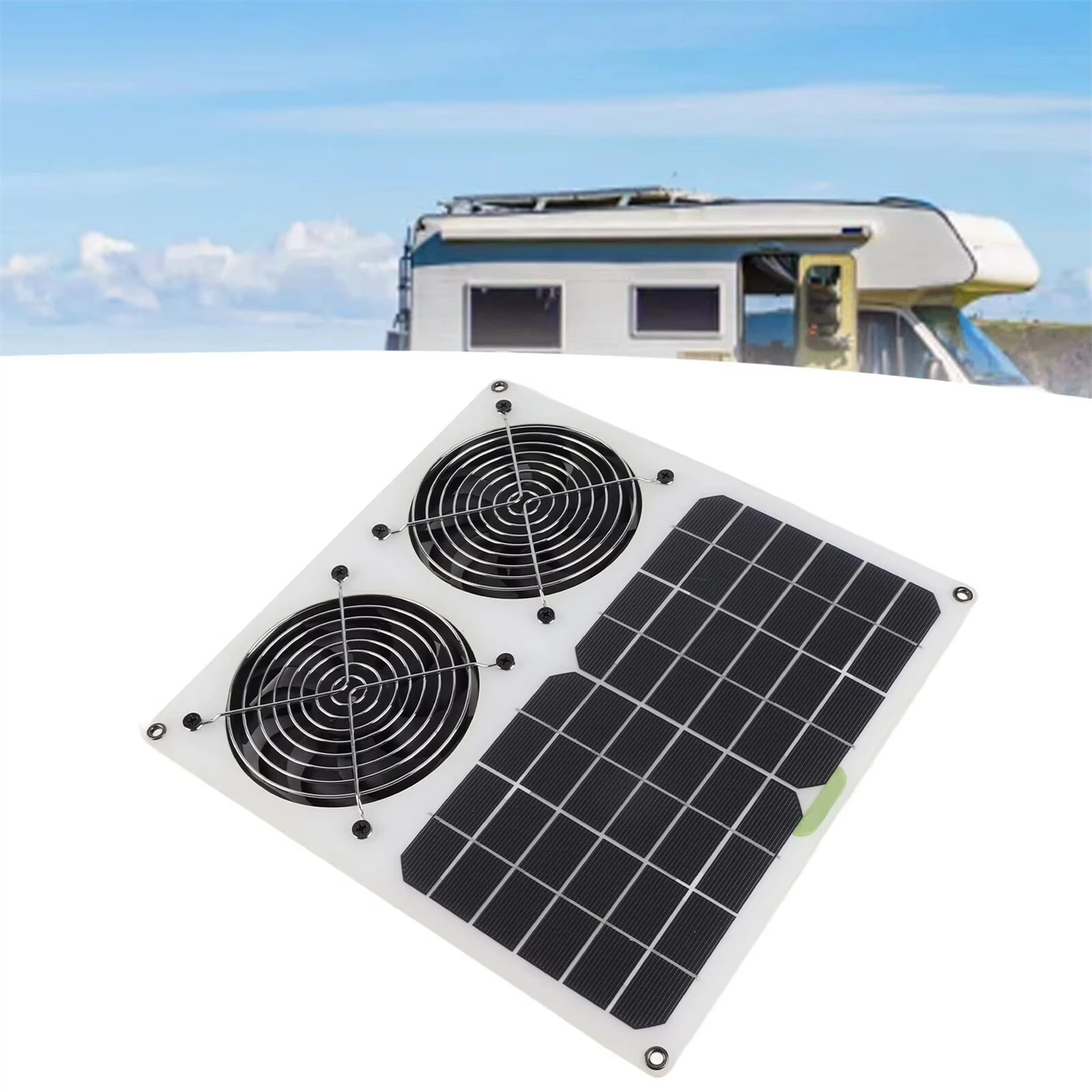 Solar Panel Powered Fan 12inch Waterproof Dual Fan 100W Solar Exhaust Fan for Chicken House Greenhouse — view 6