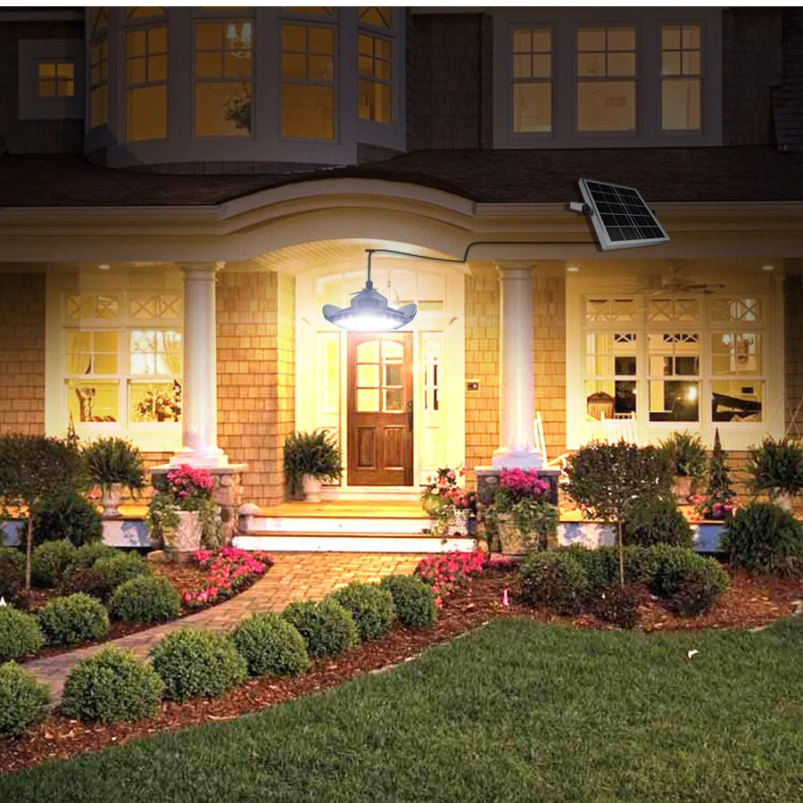 Solar Pendant Light Outdoor Indoor Split Remote Timing Dimmable Solar Lamp Foldable Sunlight Garage Garden Solar Shed Light — view 3