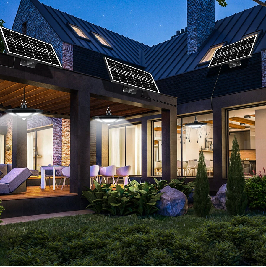 Solar Pendant Light Outdoor Indoor Split Remote Timing Dimmable Solar Lamp Foldable Sunlight Garage Garden Solar Shed Light — view 5