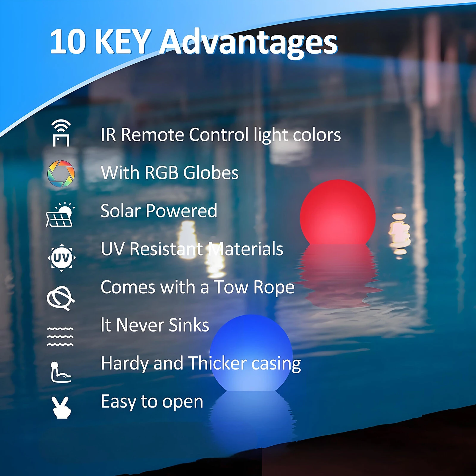 Solar Pool Floater Light Chlorine Dispenser RGB LED Color Changing Solar Powered UV Resistant Large Tablet Capacity Pool Sanitizer — view 2