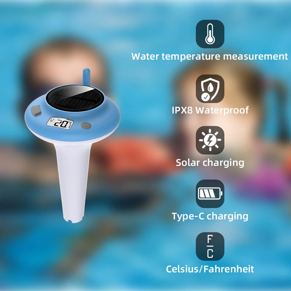 Solar Pool Thermometer 782 Floating IPX8 Waterproof Digital Water Gauge with Type-C Charging for Swimming Pools Hot Tubs Spas — view 4