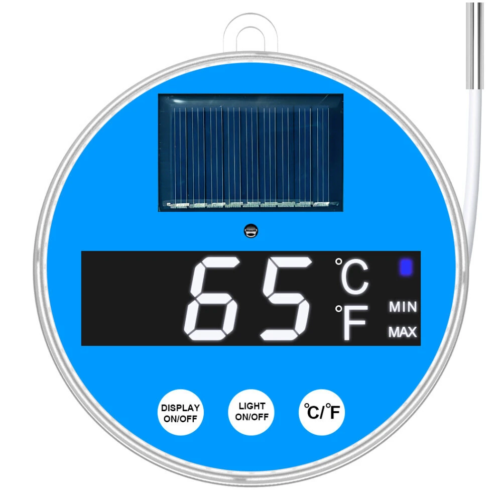 Solar Powered Floating Pool Thermometer Digital LED Display With 3-Color Temperature Light C/F Switchable For Swimming Pools Hot Tubs Spas — image 1