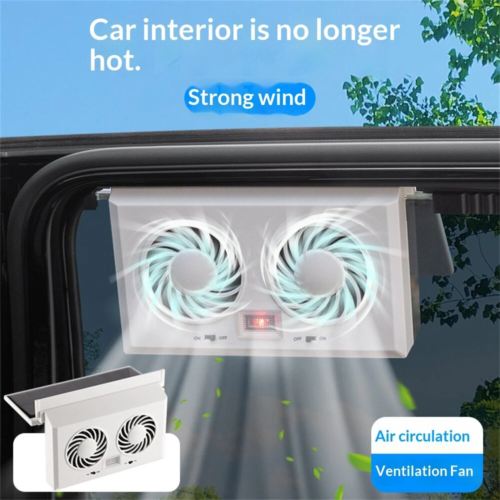 Solar-Powered Light-Controlled Exhaust Fan Dual-fan Car Cooling Powerful Air Circulation for Sedans SUVs Van Trucks — view 3