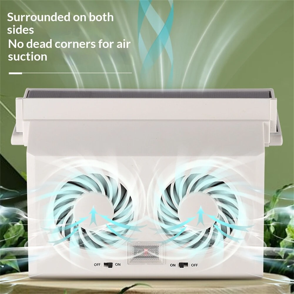 Solar-Powered Light-Controlled Exhaust Fan Dual-fan Car Cooling Powerful Air Circulation for Sedans SUVs Van Trucks — view 4
