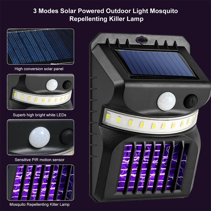 Solar Powered Outdoor Light 3 Modes PIR Moiton Electric Mosquito Repellenting Killer Lamp Outdoor Light — view 6
