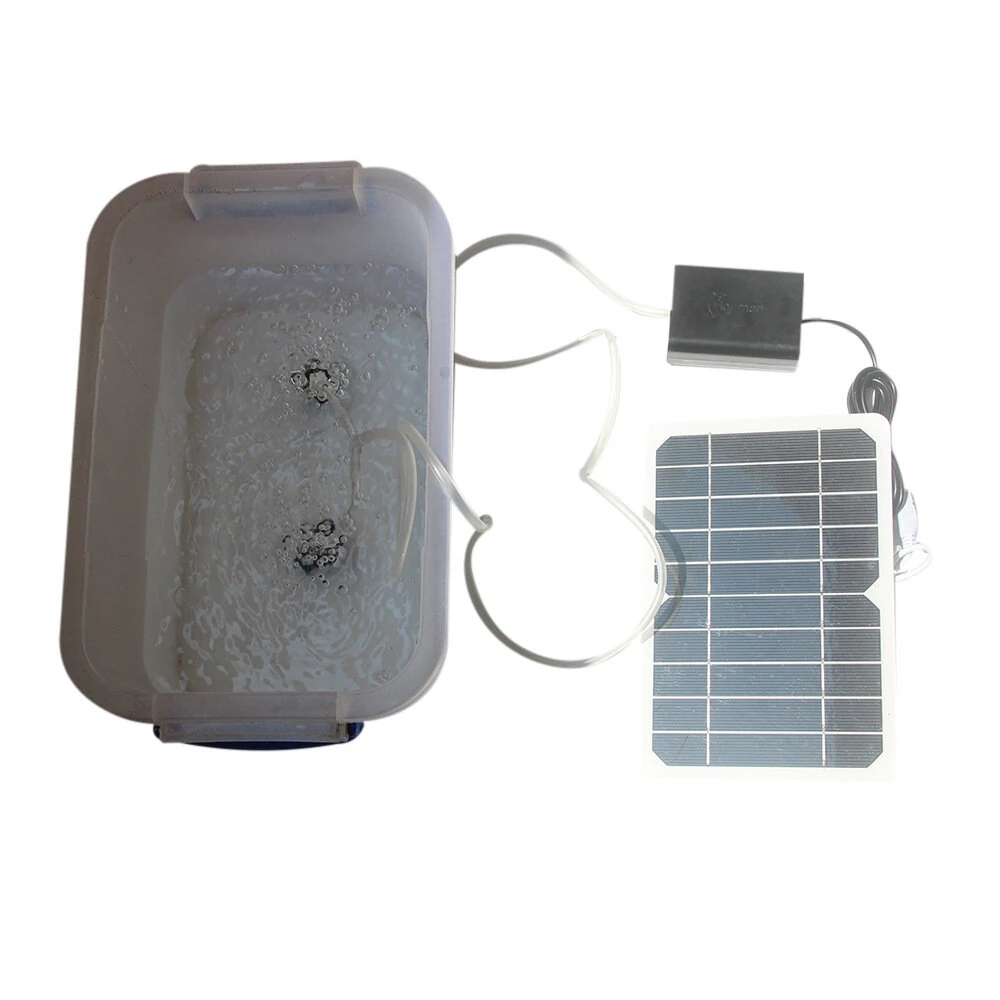 Solar Powered Oxygen Pump 5W USB Aerator EVA Laminated Panel 21.5 Efficiency 2W Air Pump Dual Air Stones for Fishing Aquariums Outdoor — view 2