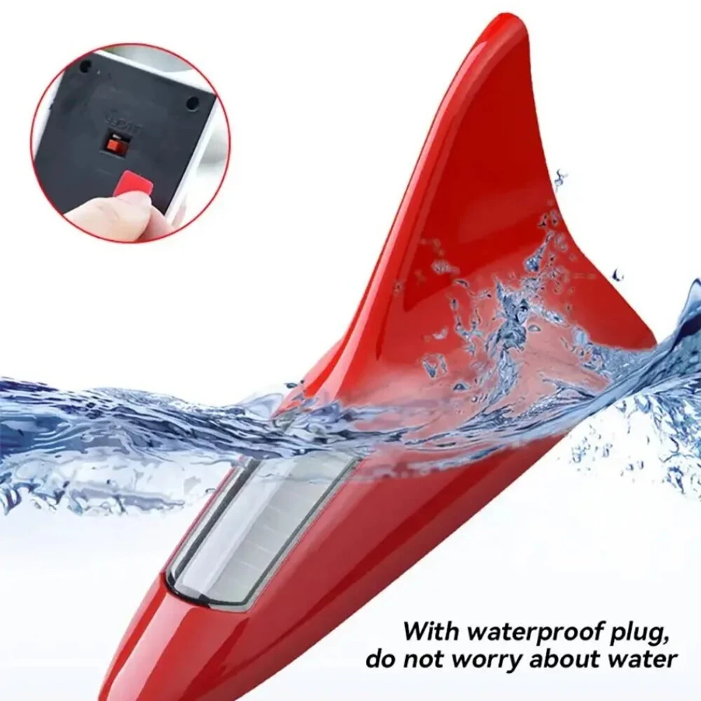 Solar Shark Fin Decorative Light for Car Tail Brake LED Flashing Light for Car Roof Car Decorative Lights Solar Shark Fin Antenna Roof Tail Modified Lights — view 5