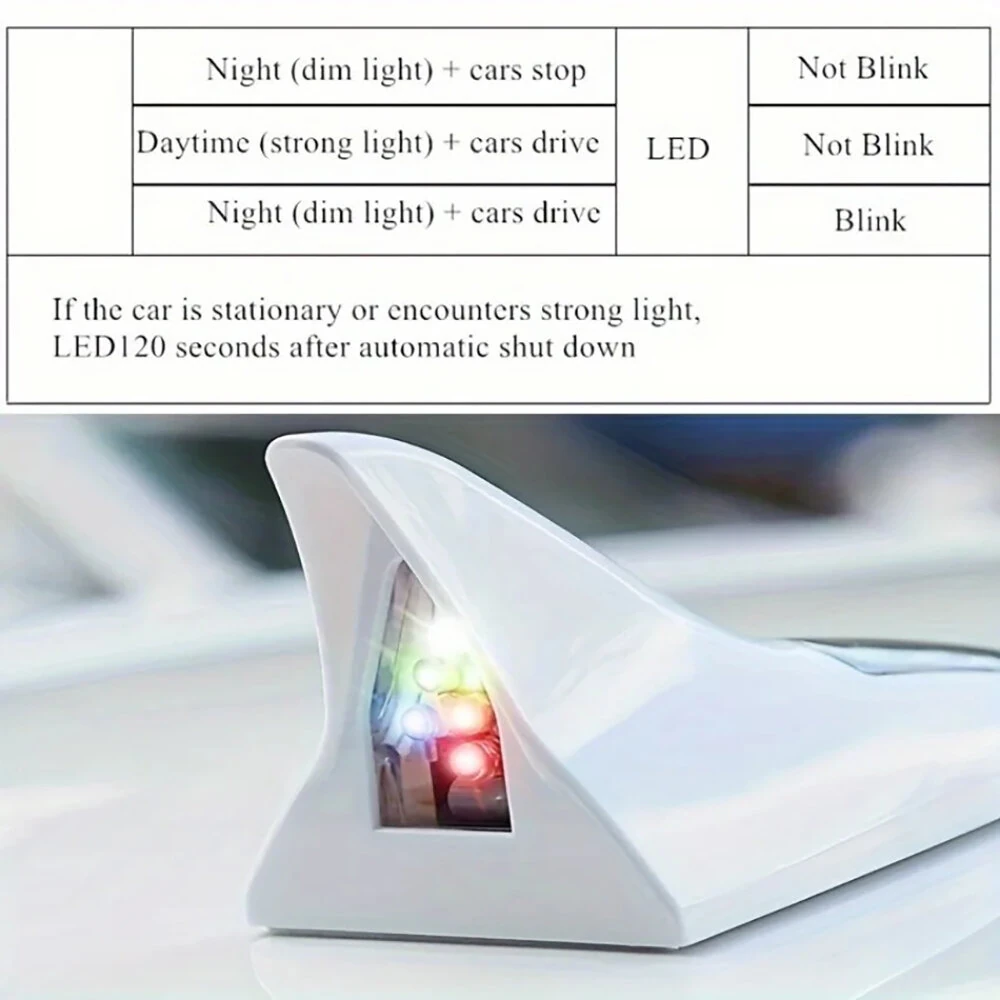 Solar Shark Fin Decorative Light for Car Tail Brake LED Flashing Light for Car Roof Car Decorative Lights Solar Shark Fin Antenna Roof Tail Modified Lights — view 7