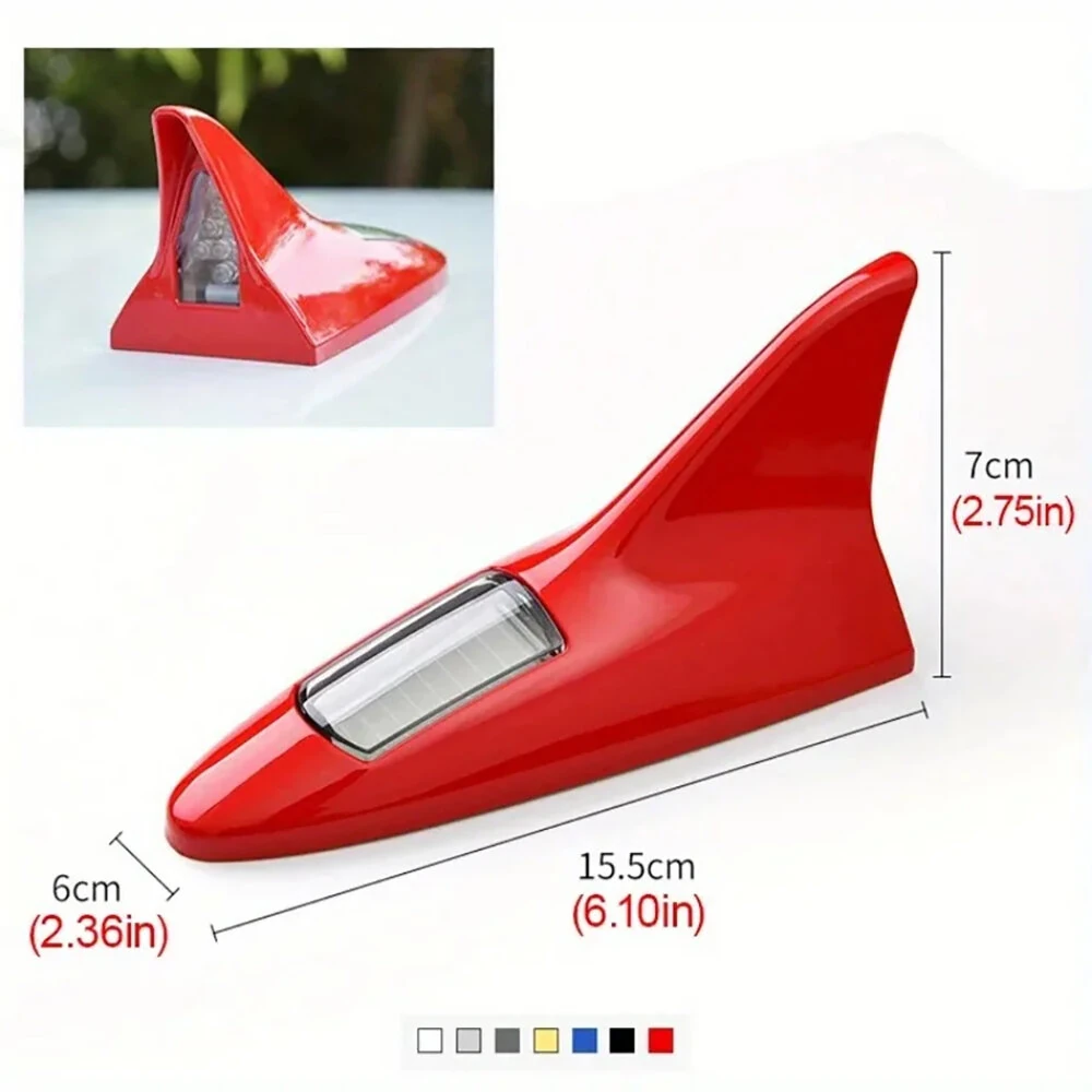 Solar Shark Fin Decorative Light for Car Tail Brake LED Flashing Light for Car Roof Car Decorative Lights Solar Shark Fin Antenna Roof Tail Modified Lights — view 8