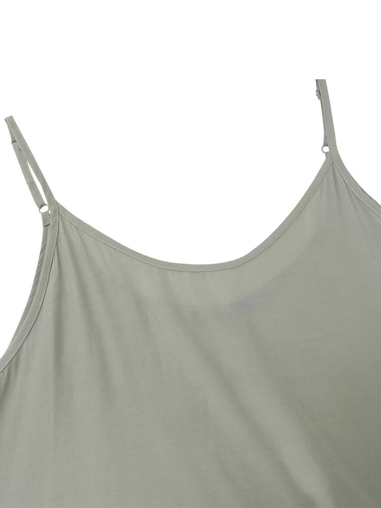 Solid Color Spaghetti Sleeveless Loose Swing Casual Maxi Dress — view 8