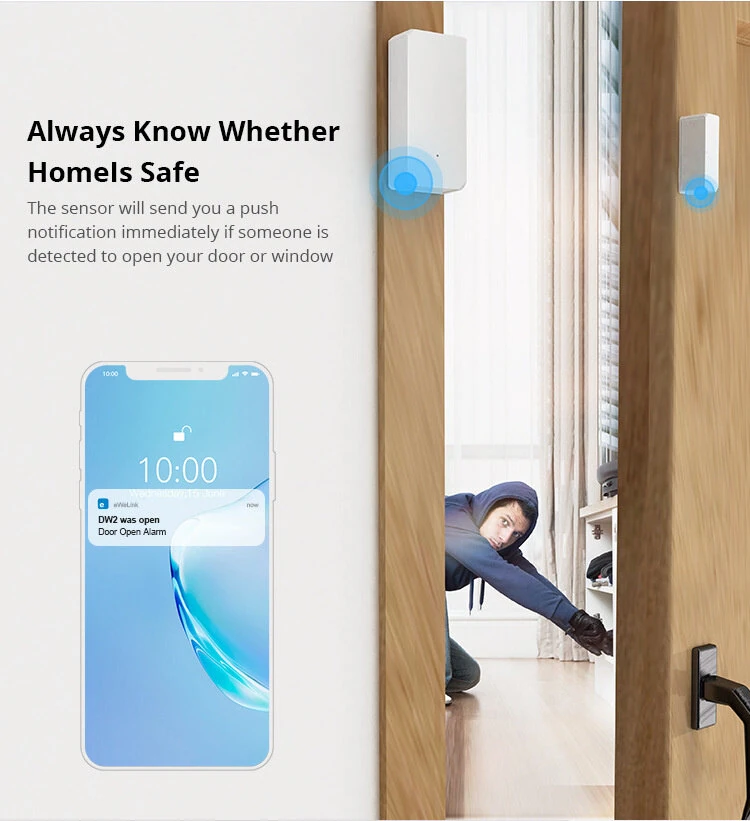 Sonoff DW2-WiFi Wireless Security Window Door Sensor Home Sercurity Alarm History Records Check Work With eWeLink APP Support Sonoff Devices IFTTT — view 2