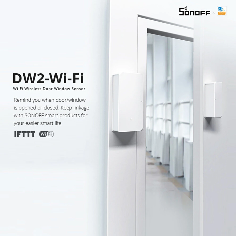 Sonoff DW2-WiFi Wireless Security Window Door Sensor Home Sercurity Alarm History Records Check Work With eWeLink APP Support Sonoff Devices IFTTT — view 4