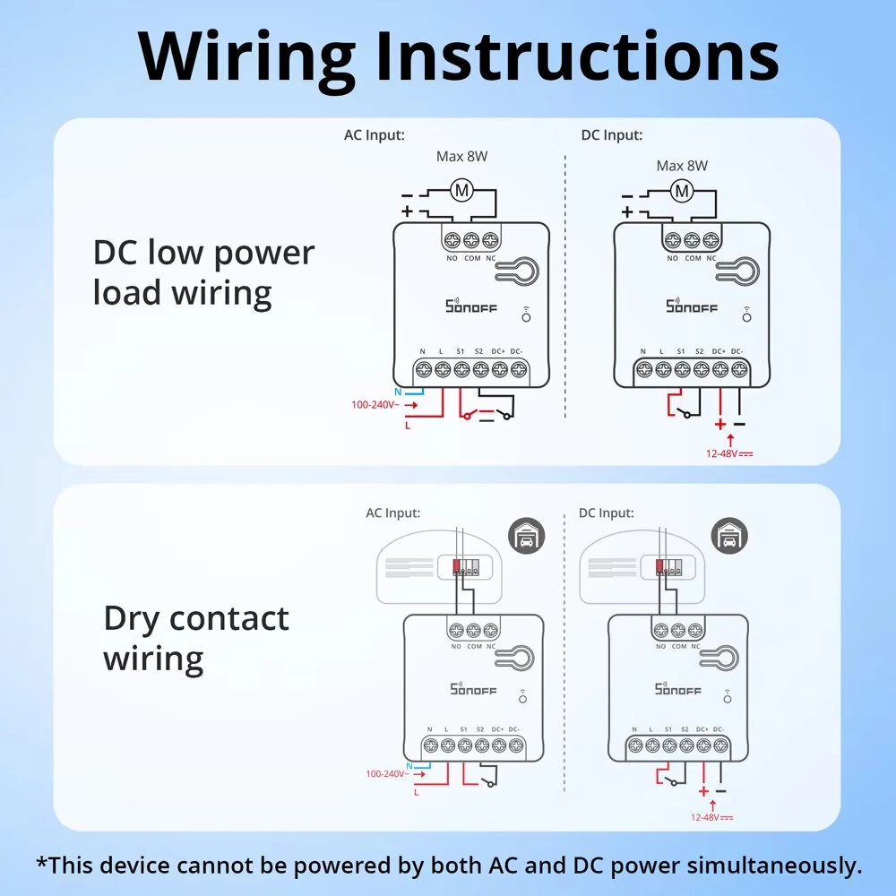 SONOFF MINI-D Dry WiFi Smart Switch with Matter Dry Contact Output AC/DC Input Compatible Alexa & Google Home for Garage Doors Boilers Low Power DC Motors/Solenoid Valves — view 6
